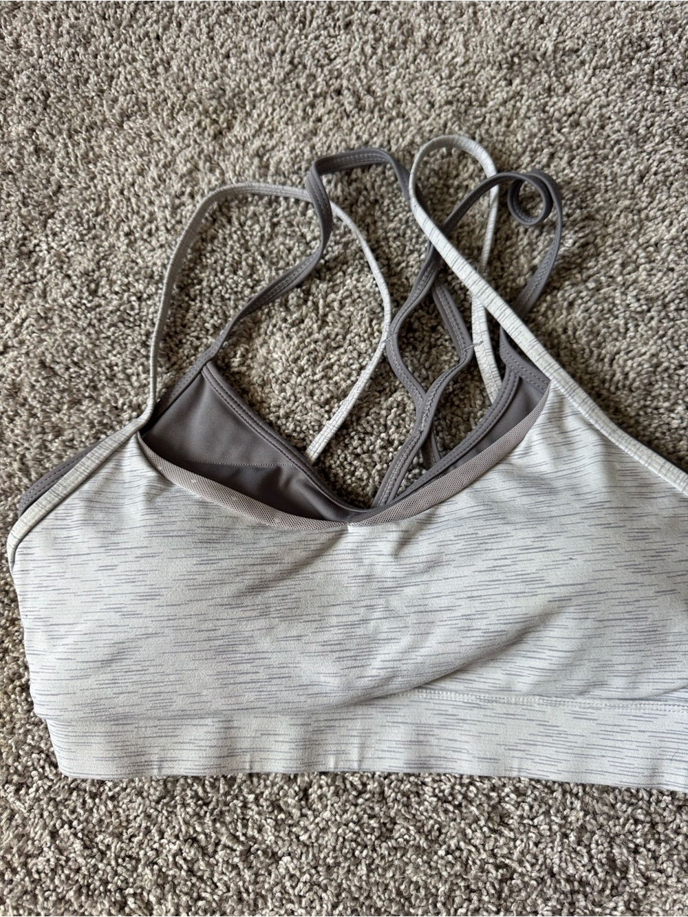 ZYIA Light Gray Strappy Sports Bra with Thin Back Straps size M